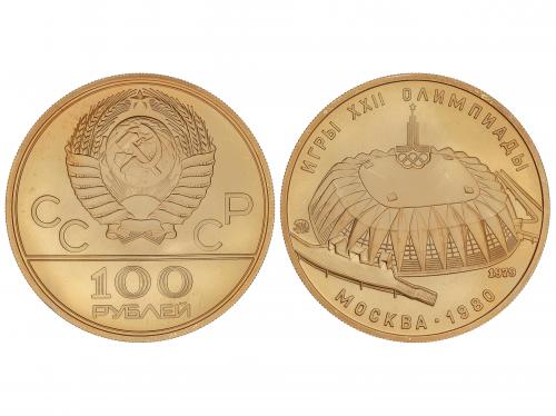 RUSIA. 100 Roubles. 1979. MOSCOW. 17,28 grs. AU. Olimpiada M