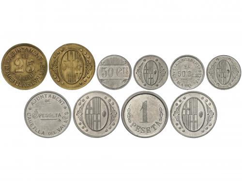 EMISIONES LOCALES GUERRA CIVIL. Serie 5 monedas 25, 50 (2) C