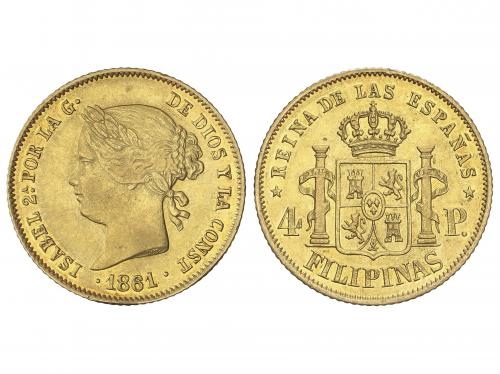 ISABEL II. 4 Pesos. 1861. MANILA. 6,73 grs. AC-852. MBC+. 