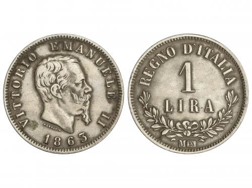 ITALIA. 1 Lira. 1863. VICTORIO EMANUELLE II. 4,95 grs. ESCAS