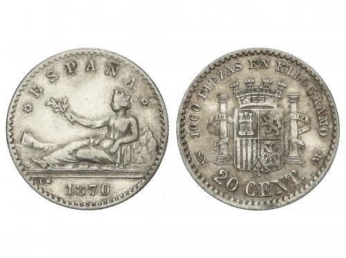 GOB. PROVISIONAL y I REPÚBLICA. 20 Céntimos. 1870 (*7-0). S.