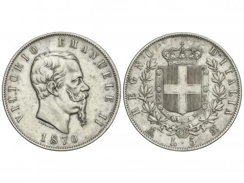 ITALIA. 5 Lire. 1870-BN. VITORIO EMANUELE II. 24,76 grs. AR.