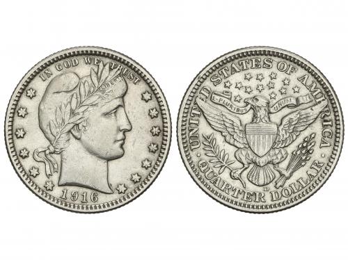 ESTADOS UNIDOS. 25 Cents. 1916. 6,24 grs. AR. Barber Quarter