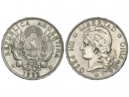 ARGENTINA. 1 Peso. 1882. 24,65 grs. AR. ESCASA. KM-29. EBC-.