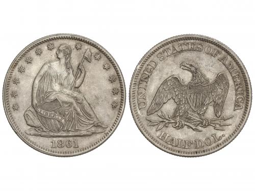 ESTADOS UNIDOS. 1/2 Dollar. 1861. 12,37 grs. AR. Tipo Seated