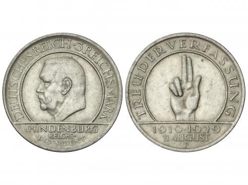 ALEMANIA. 3 Reichsmark. 1929-F. REPÚBLICA DE WEIMAR. STUTTGA