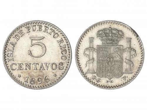 ALFONSO XIII. 5 Centavos de Peso. 1896. PUERTO RICO. P.G.-V.
