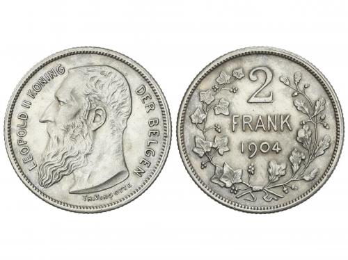BÉLGICA. 2 Francs. 1904. LEOPOLD II. 9,95 grs. AR. KM-59. EB