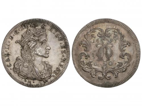 CARLOS II. 1/2 Ducado (50 Grana). 1693. NÁPOLES. AG/A. 10,84