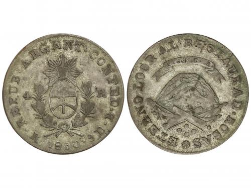 ARGENTINA. 4 Reales. 1850-RB. LA RIOJA. 13,34 grs. AR. Pátin