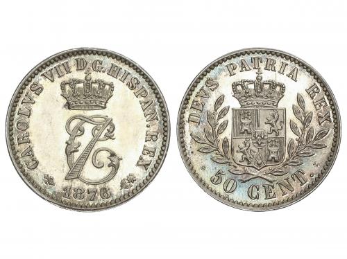 CARLOS VII Pretendiente. 50 Céntimos. 1876. BRUSELAS. 2,51 g
