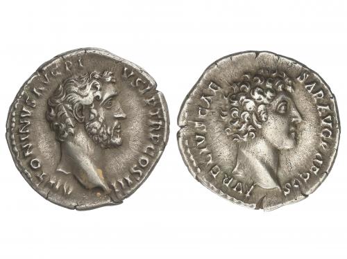 IMPERIO ROMANO. Denario. 140 d.C. ANTONINO PÍO y MARCO AUREL