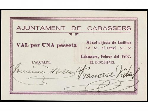 CATALUNYA. 1 Pesseta. Febrer 1937. Aj. de CABASSERS. Serie C