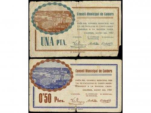 CATALUNYA. Lote 2 billetes 0´ 50 y 1 Pesseta. Agost 1937. C.