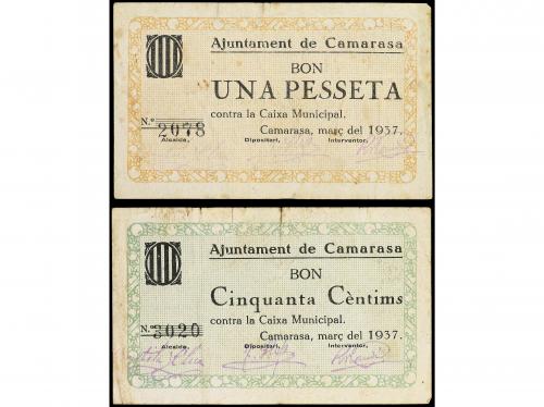 CATALUNYA. Lote 2 billetes 50 Cèntims y 1 Pesseta. Març 1937