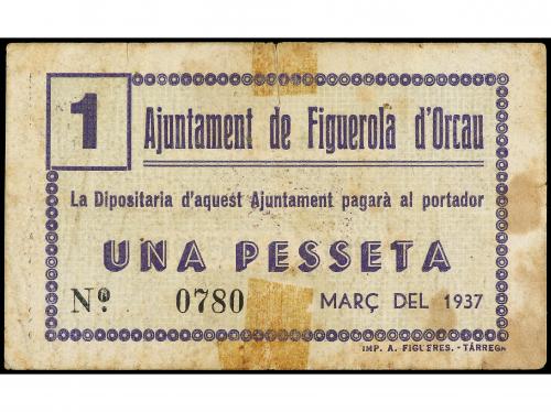 CATALUNYA. 1 Pesseta. Març 1937. Aj. de FIGUEROLA D´ ORCAU. 