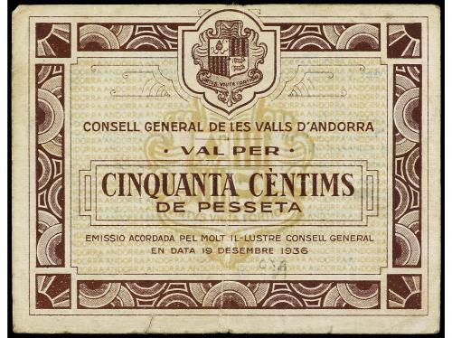 EMISIONES DE ULTRAMAR I ANDORRA. 50 Céntims. 19 Desembre 193