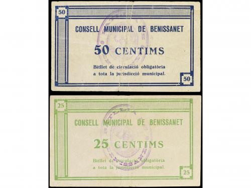 CATALUNYA. Lote 2 billetes 25 y 50 Cèntims. 1 juny 1937. C.M