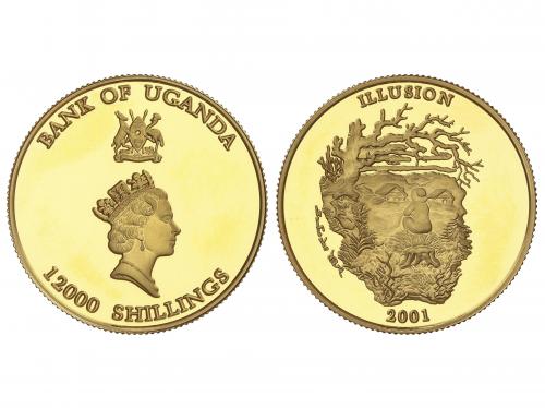 UGANDA. 12.000 Shillings. 2001. 6,24 grs. AU. Ilusión. Espir