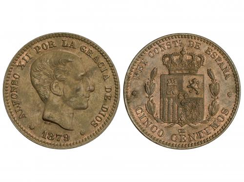 ALFONSO XII. 5 Céntimos. 1879. BARCELONA. O.M. Restos de co