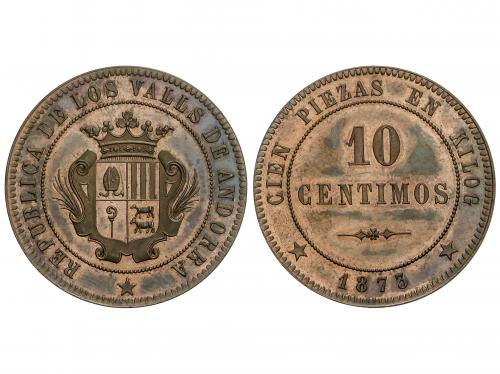 GOB. PROVISIONAL y I REPÚBLICA. 10 Céntimos. 1873. VALLS D&#39;