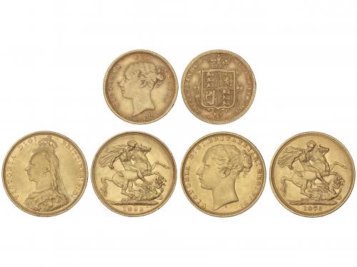 AUSTRALIA. Lote 3 monedas 1/2 y 1 Sovereign (2). 1876-S, 18
