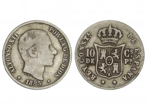 ALFONSO XII. 10 Centavos de Peso. 1883/783. MANILA. Rectifi