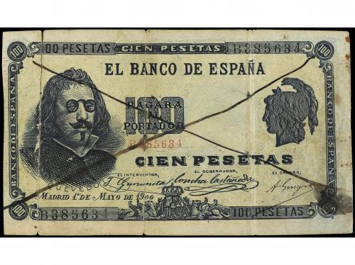 BANCO DE ESPAÑA. 100 Pesetas. 1 Mayo 1900. Quevedo. Serie B.
