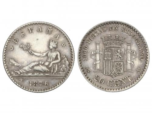 GOB. PROVISIONAL y I REPÚBLICA. 20 Céntimos. 1870 (*7-0). S
