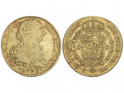 CARLOS IV. 8 Escudos. 1792. SANTIAGO. D.A. 26,89 grs. Busto