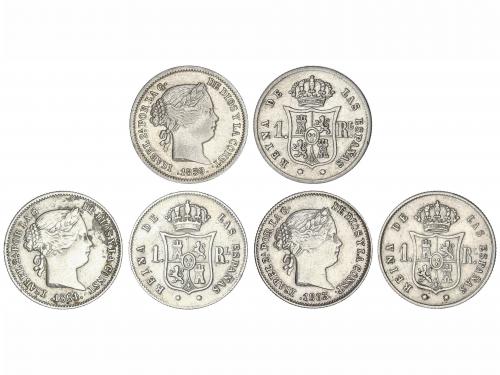 ISABEL II. Lote 3 monedas 1 Real. 1859/7, 1861/0 y 1863/1. B