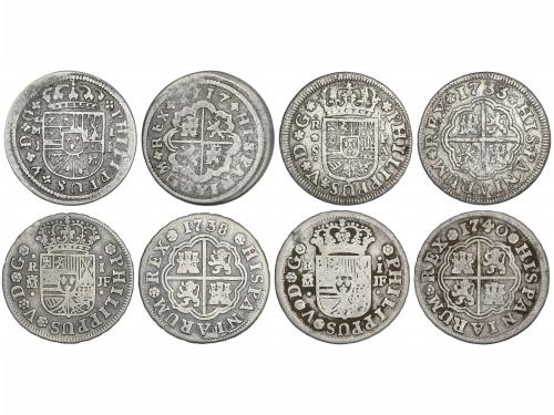 FELIPE V. Lote 4 monedas 1 Real. 1717 a 1740. MADRID (3) y S