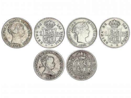 ISABEL II. Lote 3 monedas 1 Real. 1848, 1852 y 1862/1. BARCE