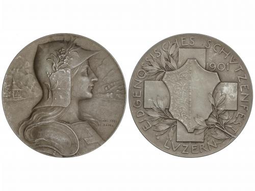 SUIZA. Medalla Festival de Tiro. 1901. LUCERNA. Anv.: Helvet