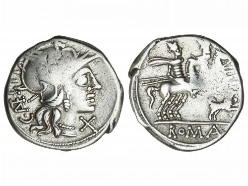 REPÚBLICA ROMANA. Denario. 146 a.C. ANTESTIA. Caius Antestiu