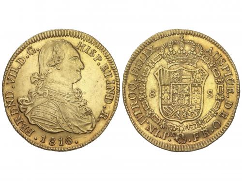 FERNANDO VII. 8 Escudos. 1816. POPAYAN. F.R. 26,89 grs. Bust