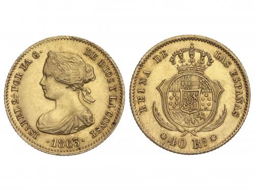 ISABEL II. 40 Reales. 1863. MADRID. 3,36 grs. (Leves golpeci