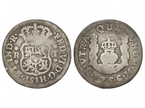 FERNANDO VI. 1 Real. 1756. MÉXICO. M. 3,09 grs. Columnario. 