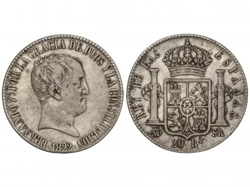FERNANDO VII. 20 Reales. 1822. MADRID. S.R. 26,73 grs. (Oxid