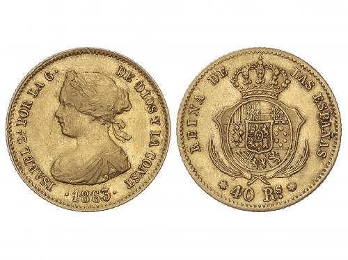 ISABEL II. 40 Reales. 1863. MADRID. 3,41 grs. (Rayitas). AC-