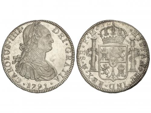 CARLOS IV. 8 Reales. 1791. MÉXICO. F.M. 26,94 grs. Brillo or