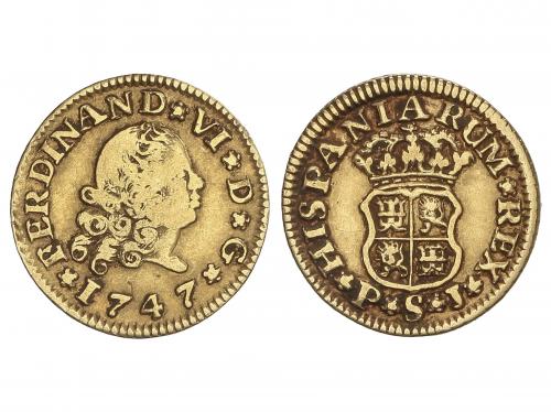 FERNANDO VI. 1/2 Escudo. 1747. SEVILLA. P.J. 1,75 grs. Segun