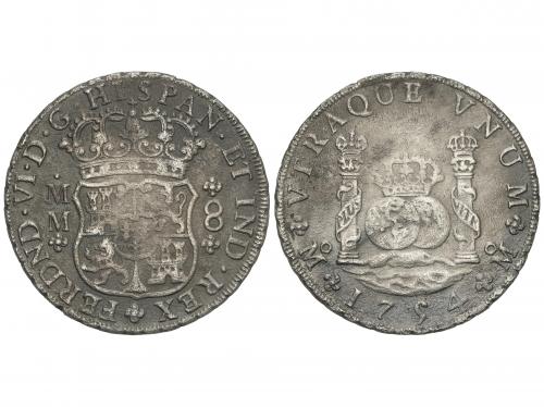 FERNANDO VI. 8 Reales. 1754. MÉXICO. M.M. 24,91 grs. Columna