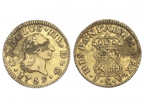 CARLOS III. 1/2 Escudo. 1759. SEVILLA. J.V. 1,76 grs. Cara d
