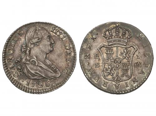 CARLOS IV. 1 Real. 1796. SEVILLA. C.N. 3,00 grs. Bonita páti