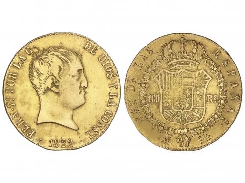 FERNANDO VII. 160 Reales. 1822. MADRID. S.R. 13,53 grs. Acuñ