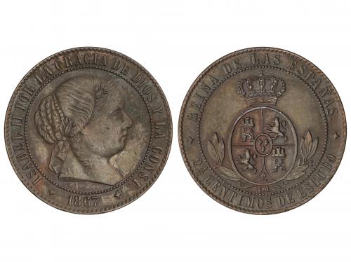 ISABEL II. 2-1/2 Céntimos de Escudo. 1867. JUBIA. O.M. 6,08 