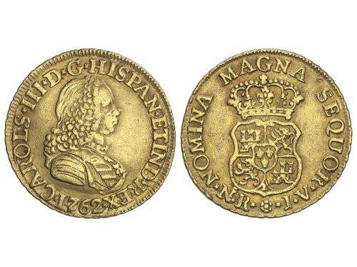 CARLOS III. 2 Escudos. 1762. NUEVO REINO. J.V. 6,7 grs. Bust