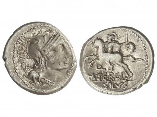 REPÚBLICA ROMANA. Denario. 116-115 a.C. SERGIA. M. Sergius S