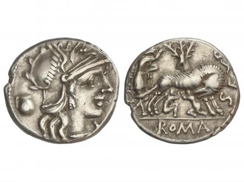 REPÚBLICA ROMANA. Denario. 137 a.C. POMPEIA. Sex. Pompeius F